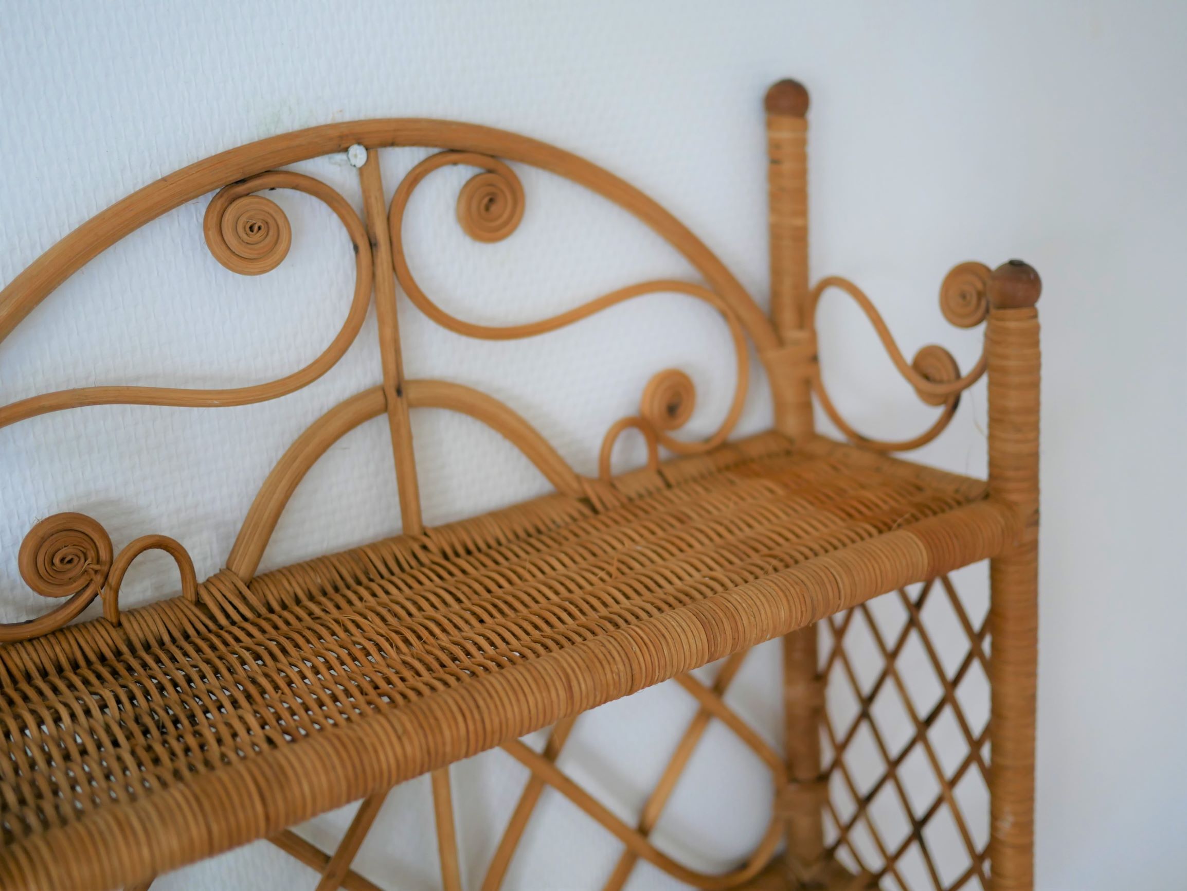 Rattan wall shelf