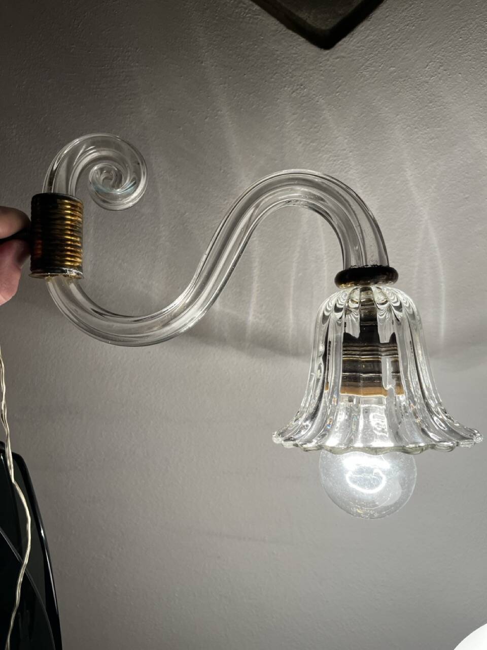 Wall lamp art-deco, italia, anni '30, mouth blown Murano glass style Barovier & Toso Wall lamp art-deco,