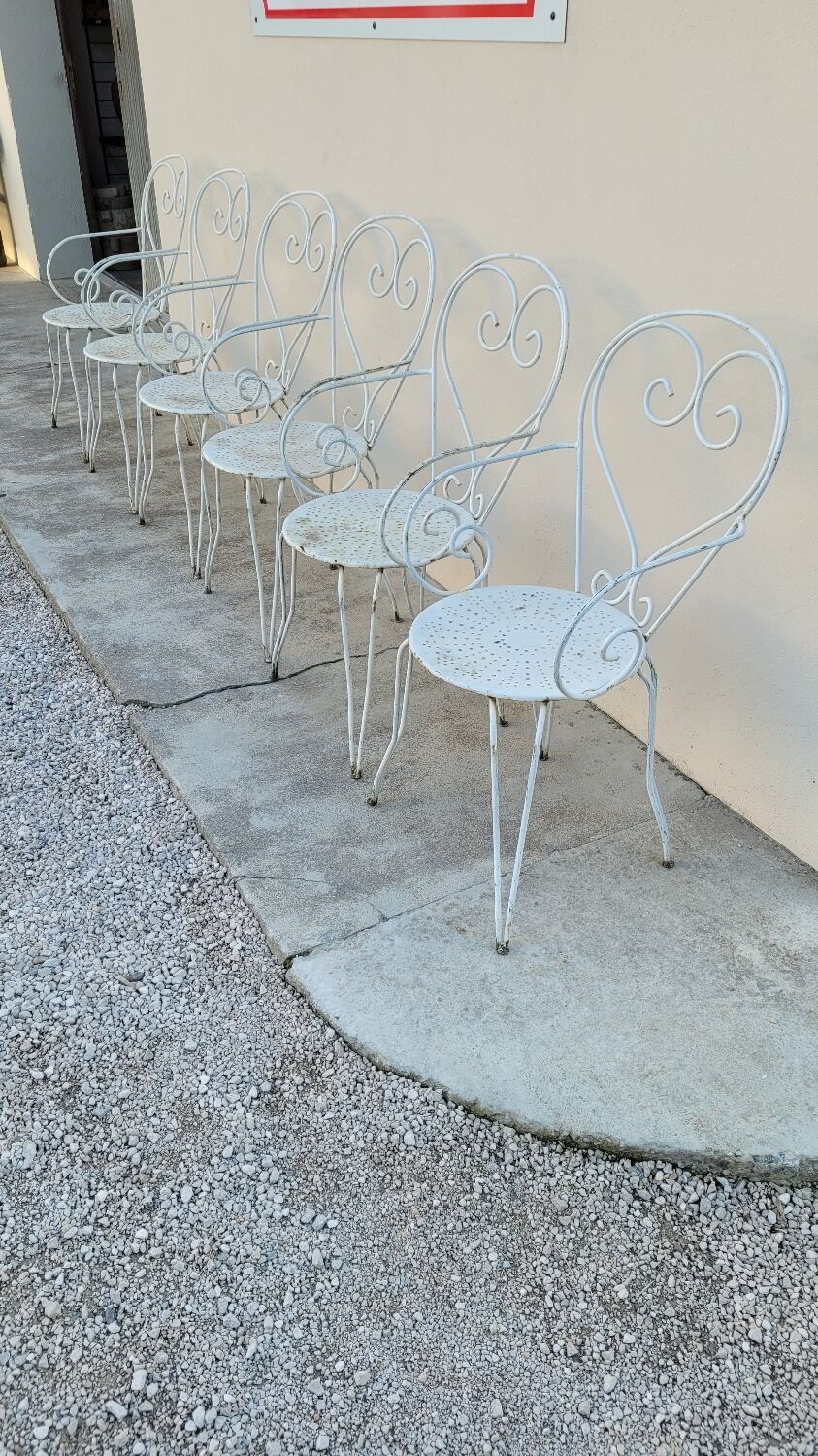 Salon de jardin série de 6 fauteuils en fer de jardin