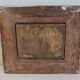 Painting on old panel framed and signed, cow and farmer