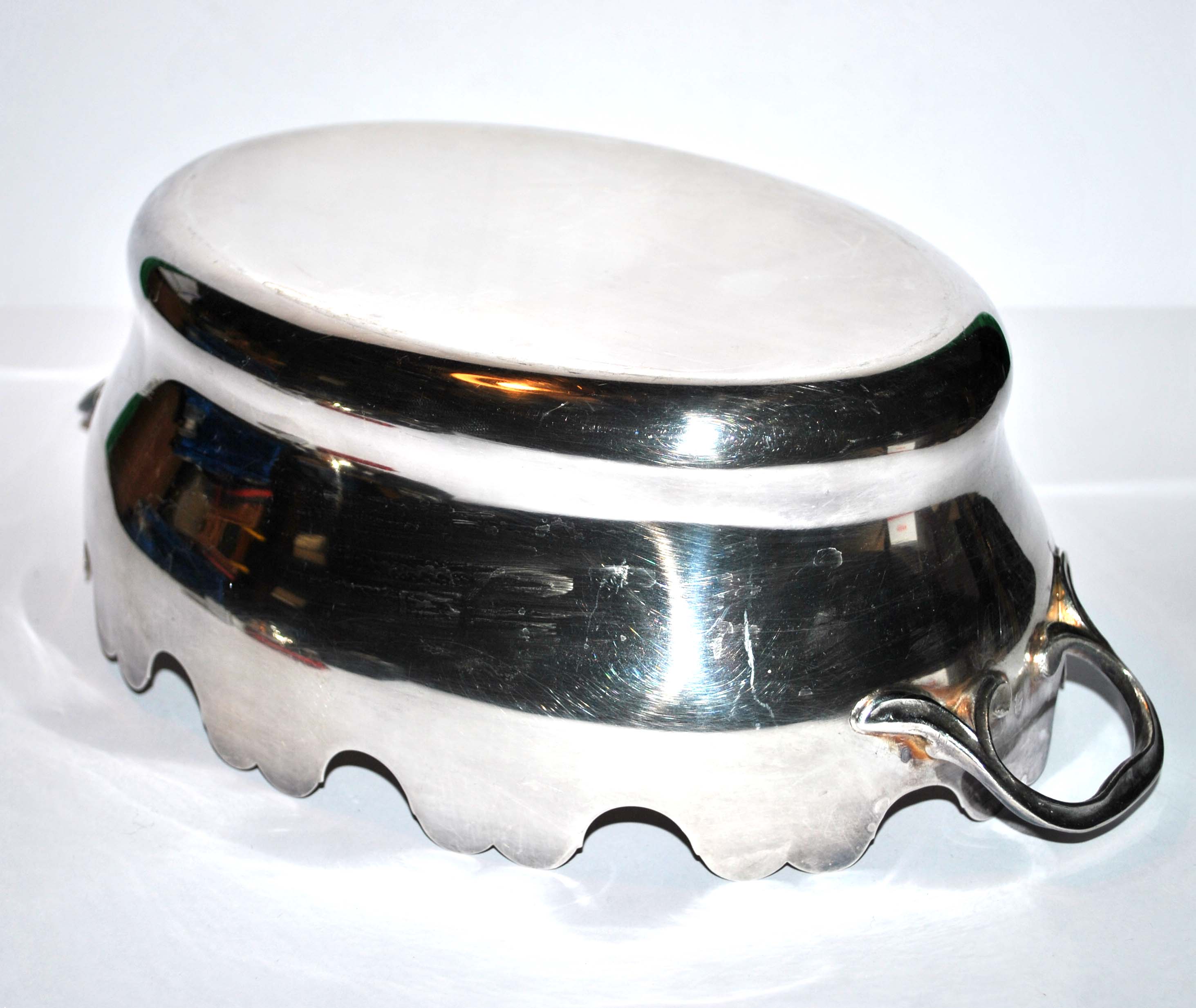 Antique glass cooler in silver metal - corbeille verrière à glace