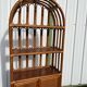 Vintage rattan, wood and cane shelf bookcase