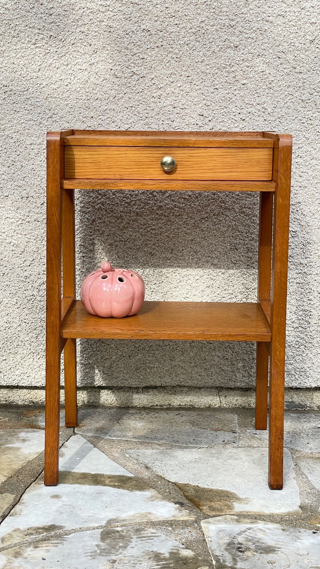 vintage geometric bedside cabinet
