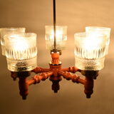 Mid-century Wood Chandelier by Instala Jilove u Decina,1960's