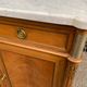 Louis XVI sideboard in solid mahogany with a white marble top, 222cm, 1950.