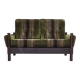 1970s, Scandinavian 2-seater sofa, green furniture velour, beech wood.