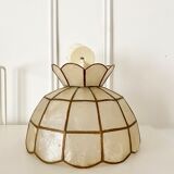 Vintage mother-of-pearl and brass pendant lamp