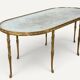 Maison Baguès coffee table in gilded bronze and aged mirror – 1950s