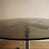 Smoked glass round dining table