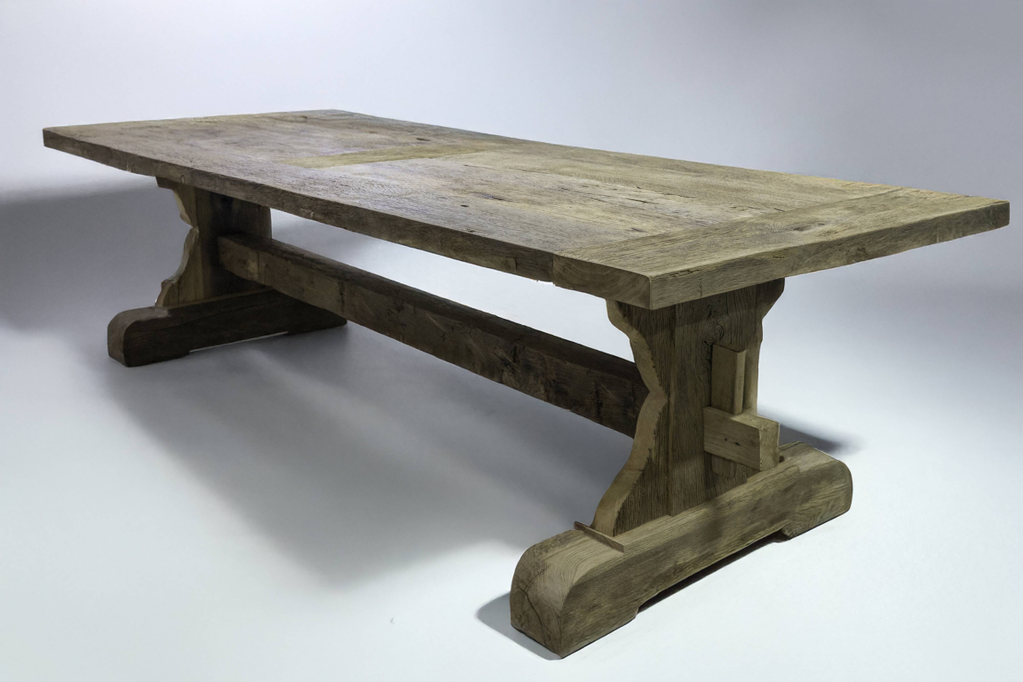 Grande table à manger en chêne massif récupéré, 280 × 100 × 75 cm