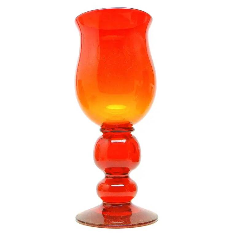 Vase moderniste, en verre orange, conçu par J. Słuczan-Orkusz, Pologne, années 1970