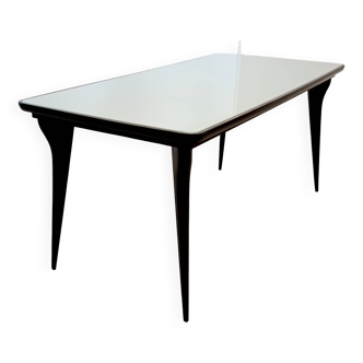 Dining Table with a Pale Green Glass Top in the style of Carlo De Carli, Italy