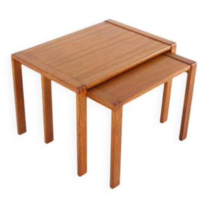 Ensemble de 2 tables - gigognes teck