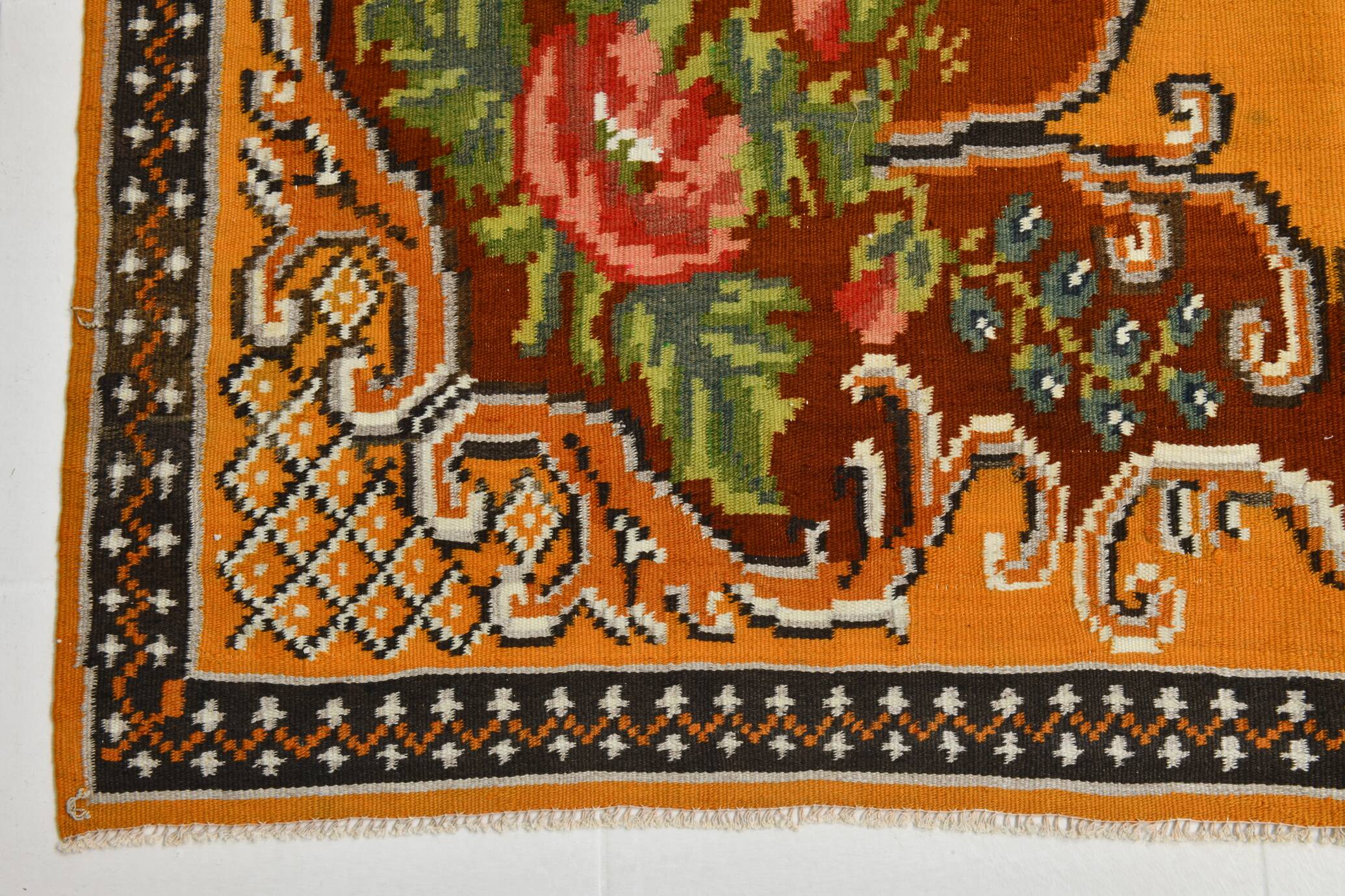 Wine Red & Orange Classic Vintage Kilim Rug, 171x289Cm