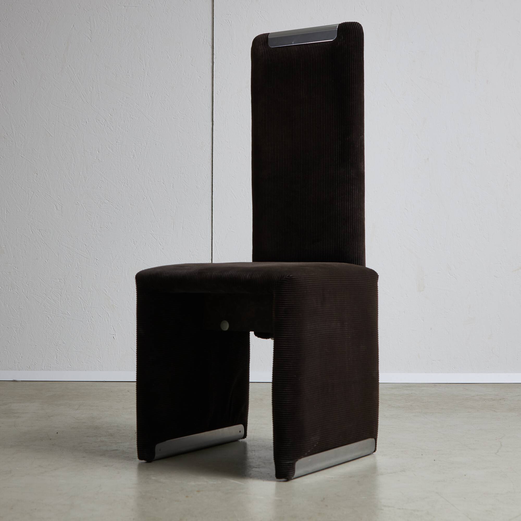 Italian Corduroy Chairs with Chrome Details by Luigi Saccardo, 1970s