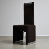 Chaises italiennes en velours côtelé avec détails chromés par Luigi Saccardo, années 1970