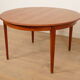 Vintage round dining table | extendable | teak | 125 - 185 cm