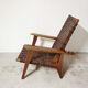Fauteuil reconstruction en chêne et cuir, 1950
