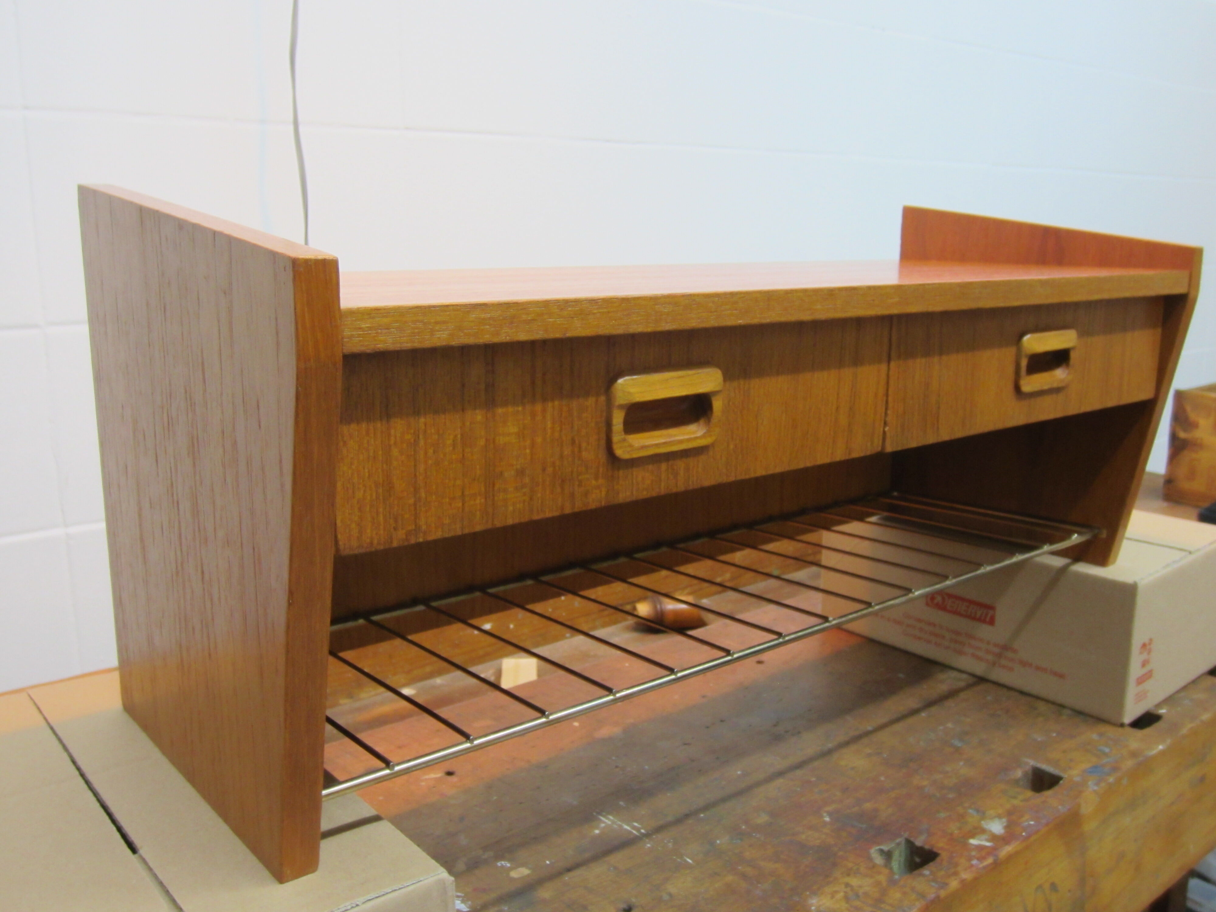 Scandinavian wall shelf in teak