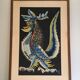 Impression représentant un coq. Travail français signé Jean Lurçat. Vers 1970