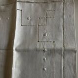 Pair of linen pillowcases with openwork and polka dots without monogram