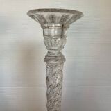 Pair of old twisted diamond tip candlesticks
