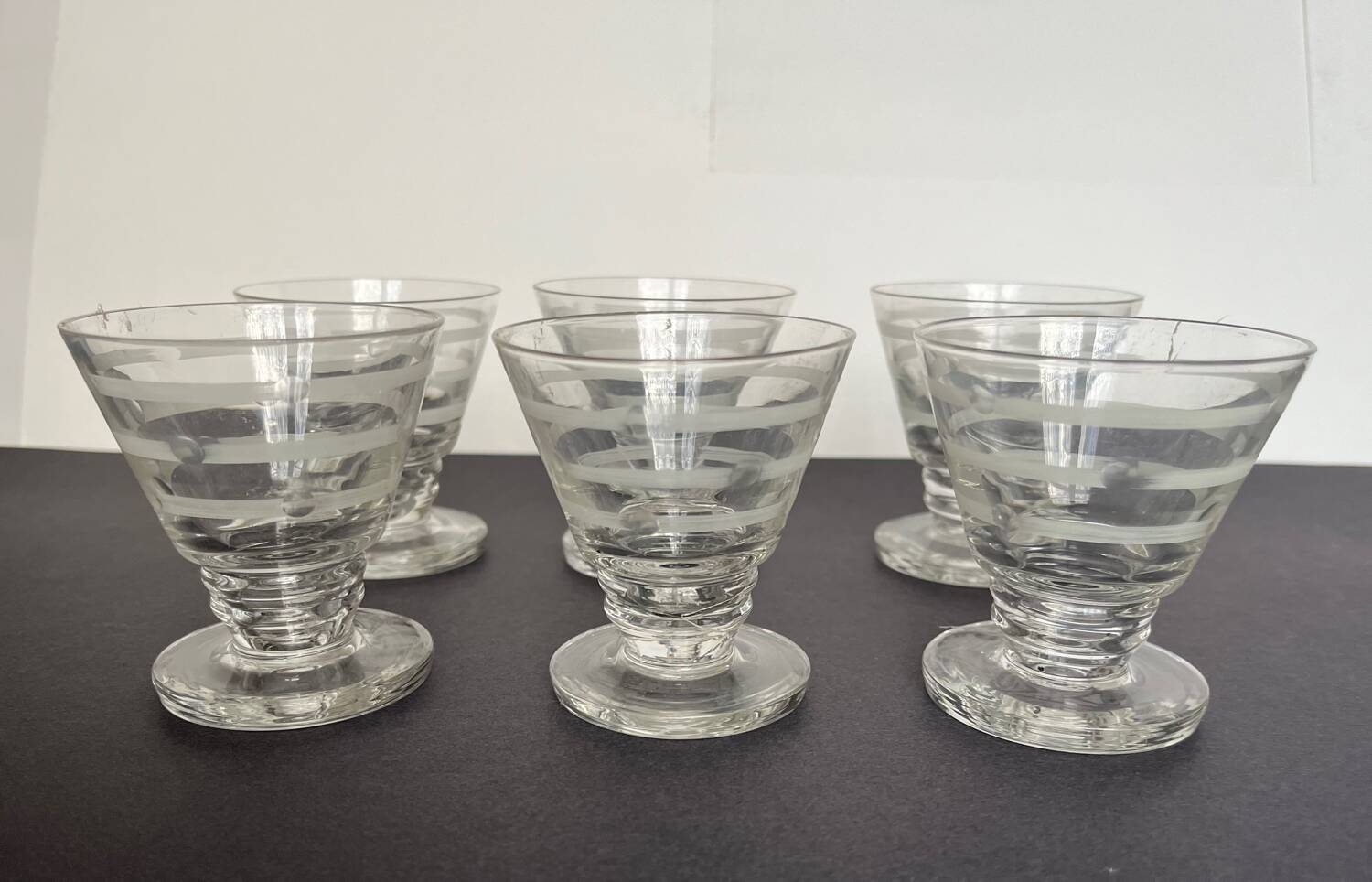 6 Art Deco liqueur or port glasses