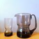 Smoked glass service, glass and carafe 1970