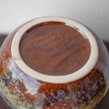 Striated glazed ceramic vase, ball vase, flower pot, interior decoration, collection, 70's