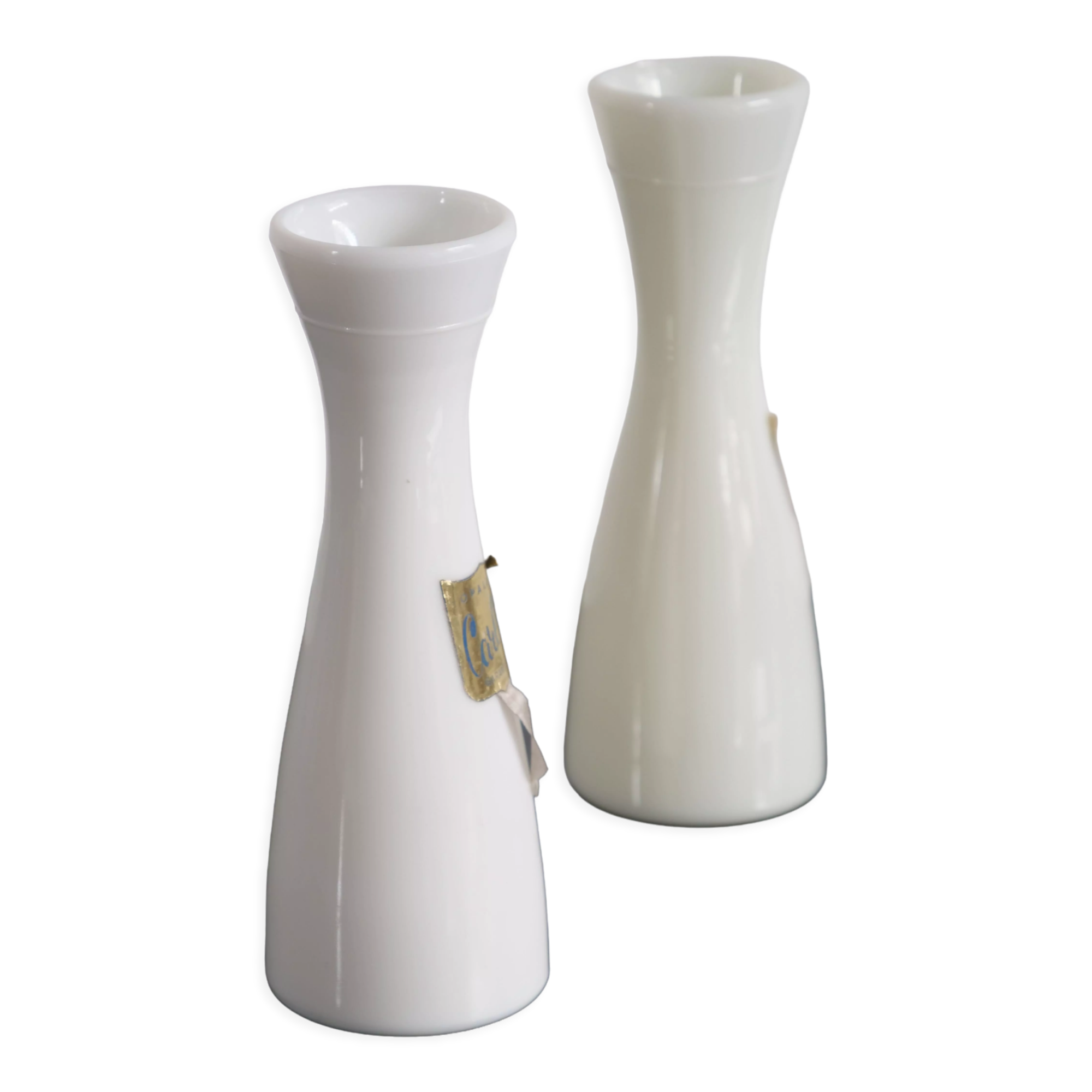 Pair of vintage opaline soliflore vases Carlux France