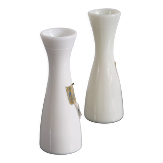 Pair of vintage opaline soliflore vases Carlux France