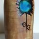 Ceramic vase "Poterie du Colombier" vintage blue sun