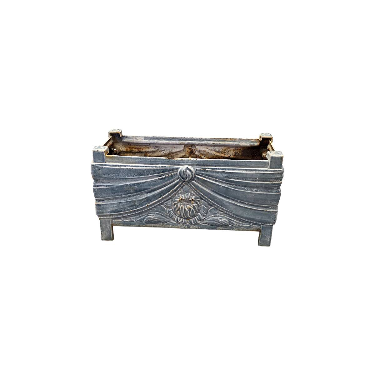 French Art Deco Cast Iron Enameled Jardiniere, 1930s
