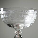 Set of 6 antique fine crystal champagne glasses, star engraved, 19th-20th century.