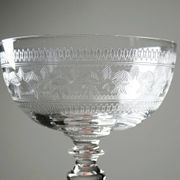 Set of 6 antique fine crystal champagne glasses, star engraved, 19th-20th century.
