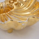 Fabbrica Ferniani Faenza plateau de poche 36,5 cm coquille en majolique, doré, 1800