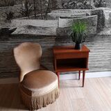 Small armchair toad in taupe velvet