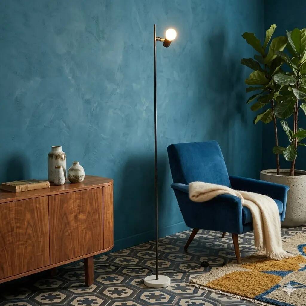 Vintage floor lamp in aluminium and metal, design, Italy, 1960s