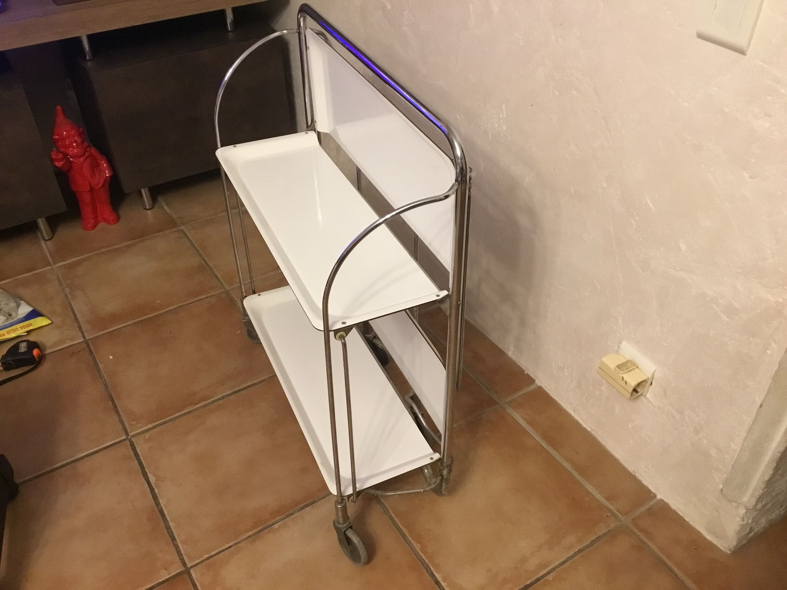 Table serving bar rolling foldable trolley vintage 60-70