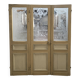 Set of three Art Nouveau 20th-century wooden and etched glass partition doors