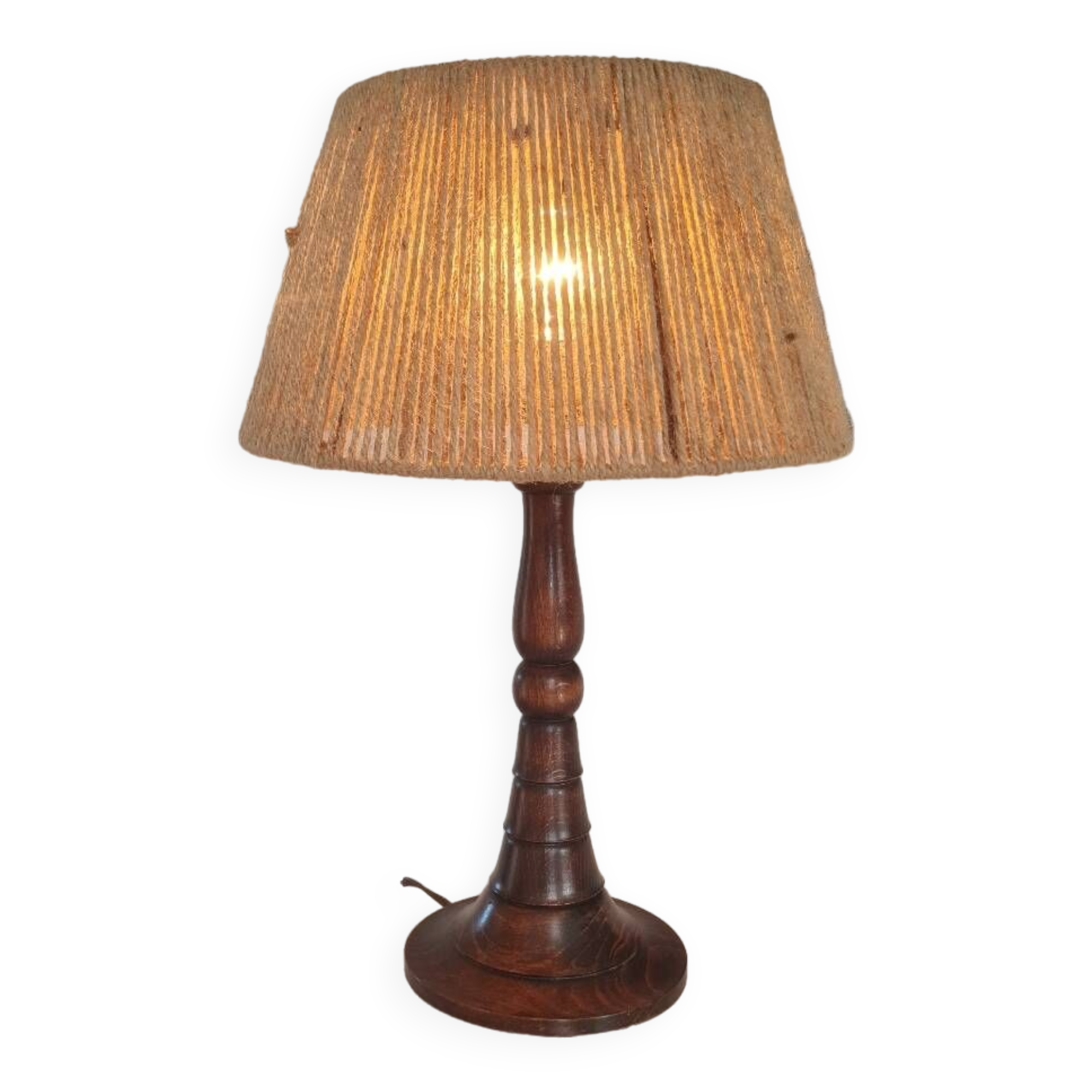 Turned wood lamp circa 1950