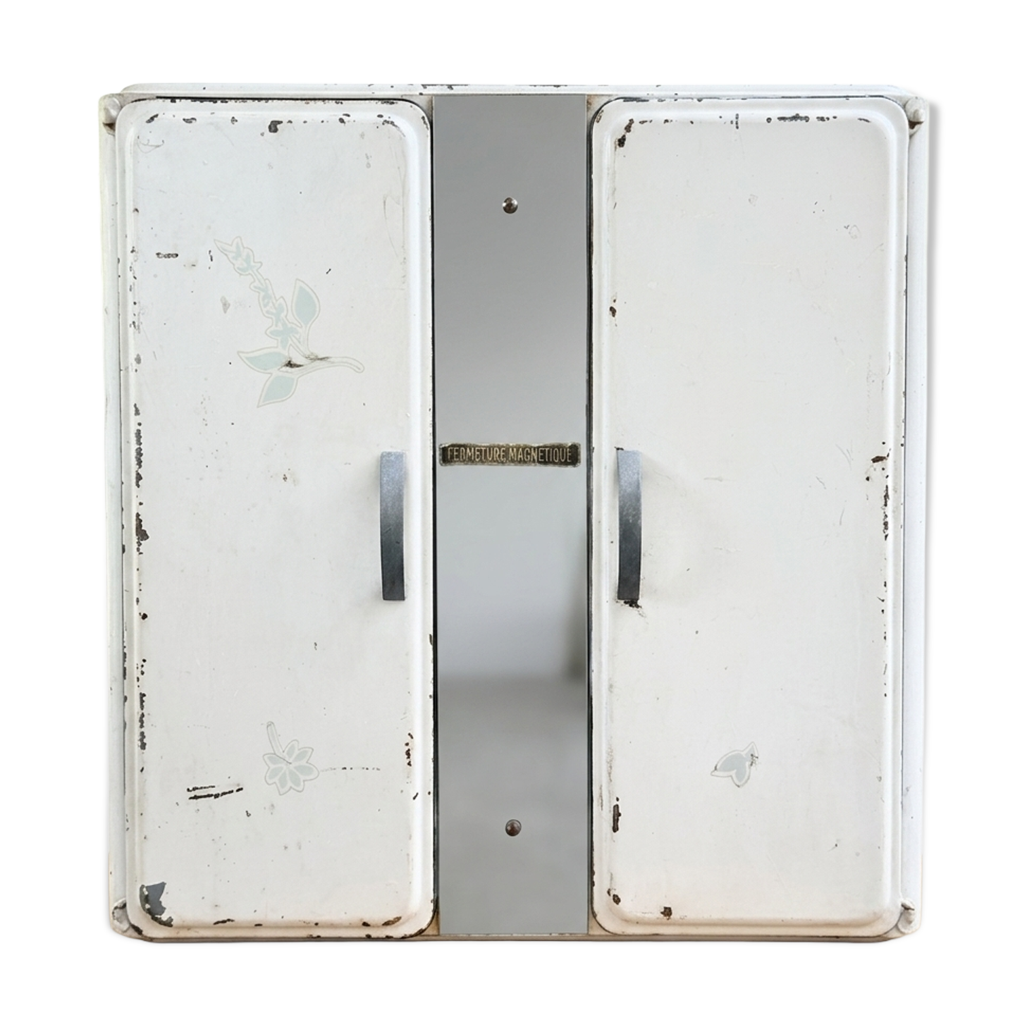 Vintage white metal medicine cabinet