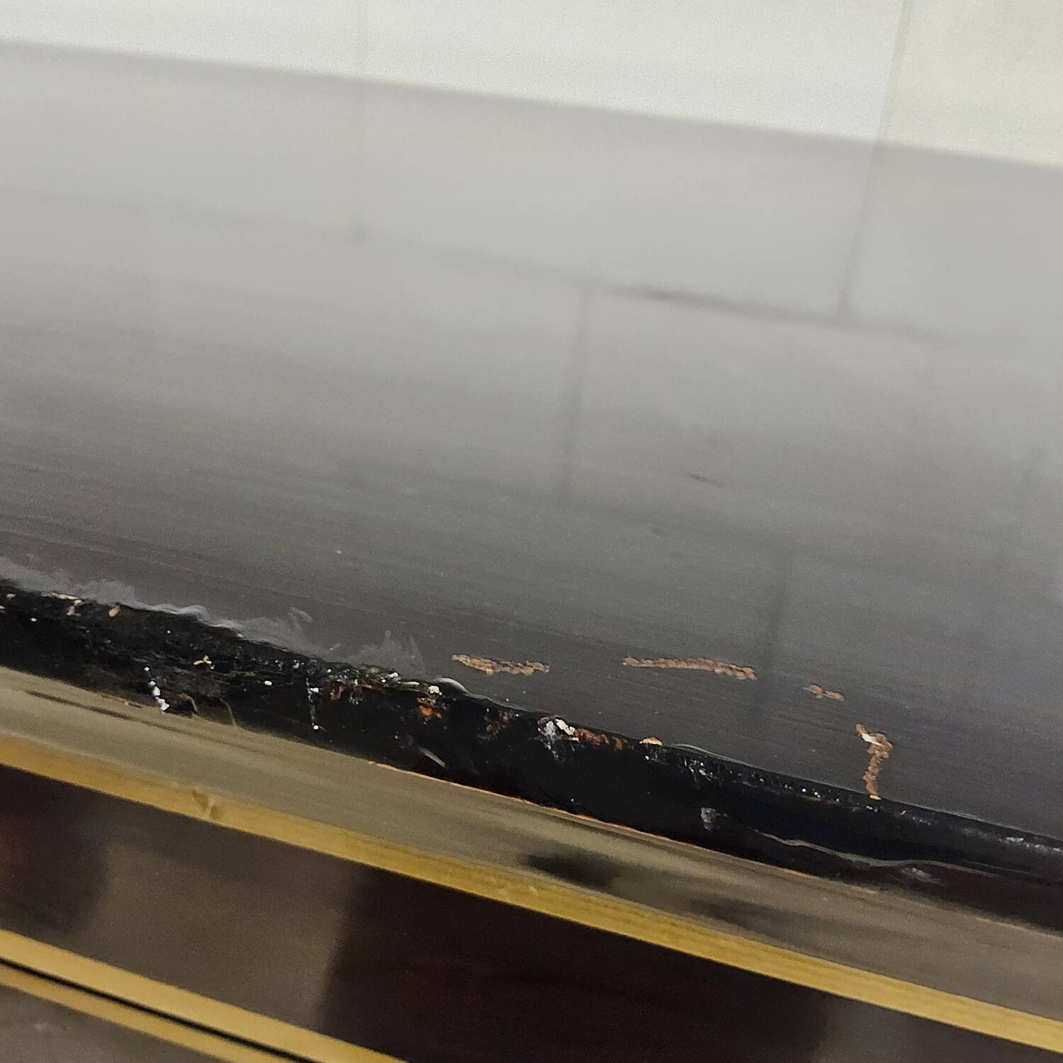 Vintage red / gold Chinese lacquer cabinet with flowers and birds