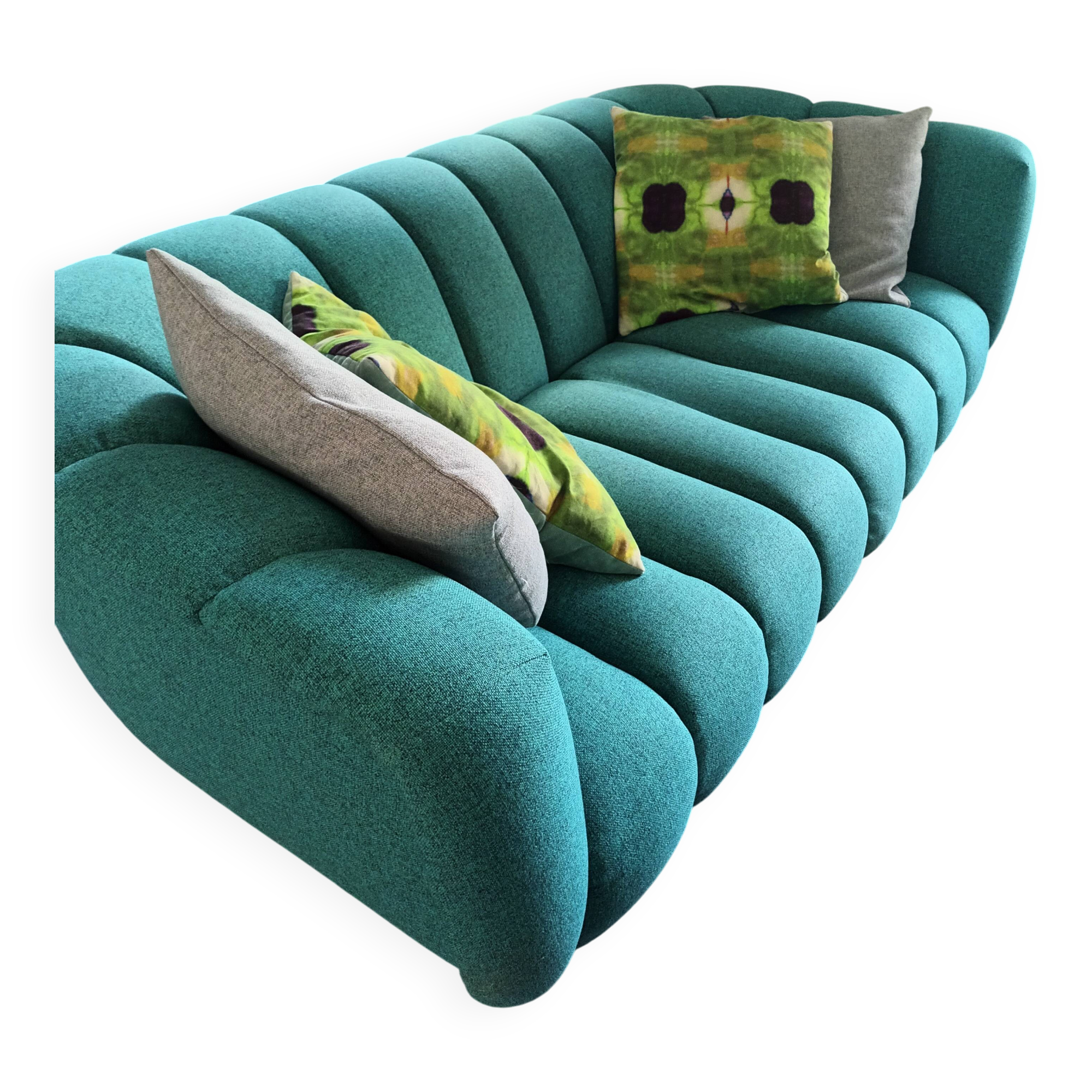 Set of 2 sofas and 2 poufs by Roche Bobois.