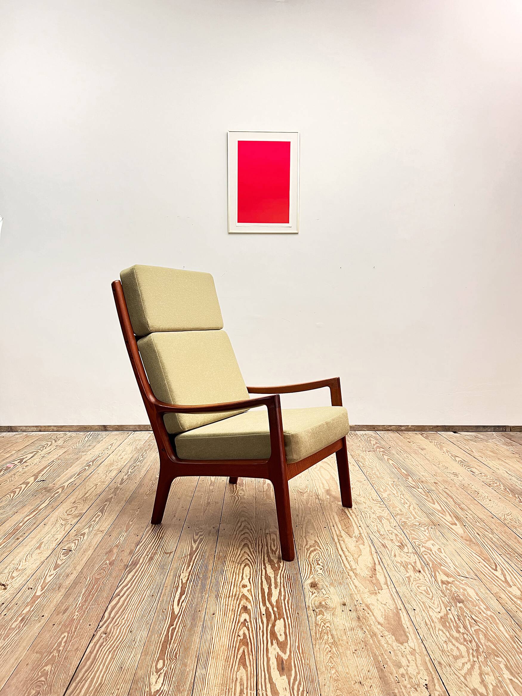 Danish Mid-Century  Lounge Chair and Stool by Ole Wanscher for Poul Jeppensens, Senator Series