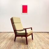 Danish Mid-Century  Lounge Chair and Stool by Ole Wanscher for Poul Jeppensens, Senator Series