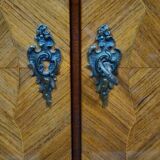 Curved Louis XV style armoire with floral marquetry, 20th century period.