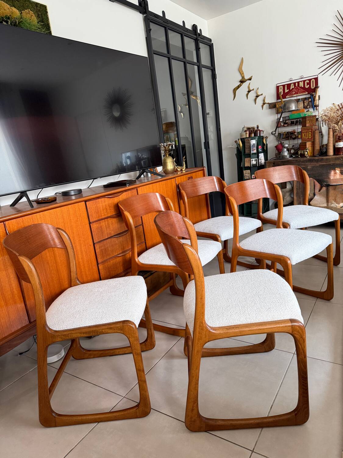 Set of 6 vintage Baumann sled chairs