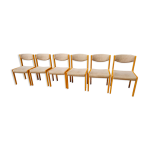 6 chaises en hêtre et tissus,