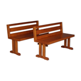 Pair of vintage scandinavian pine benches, 1970s